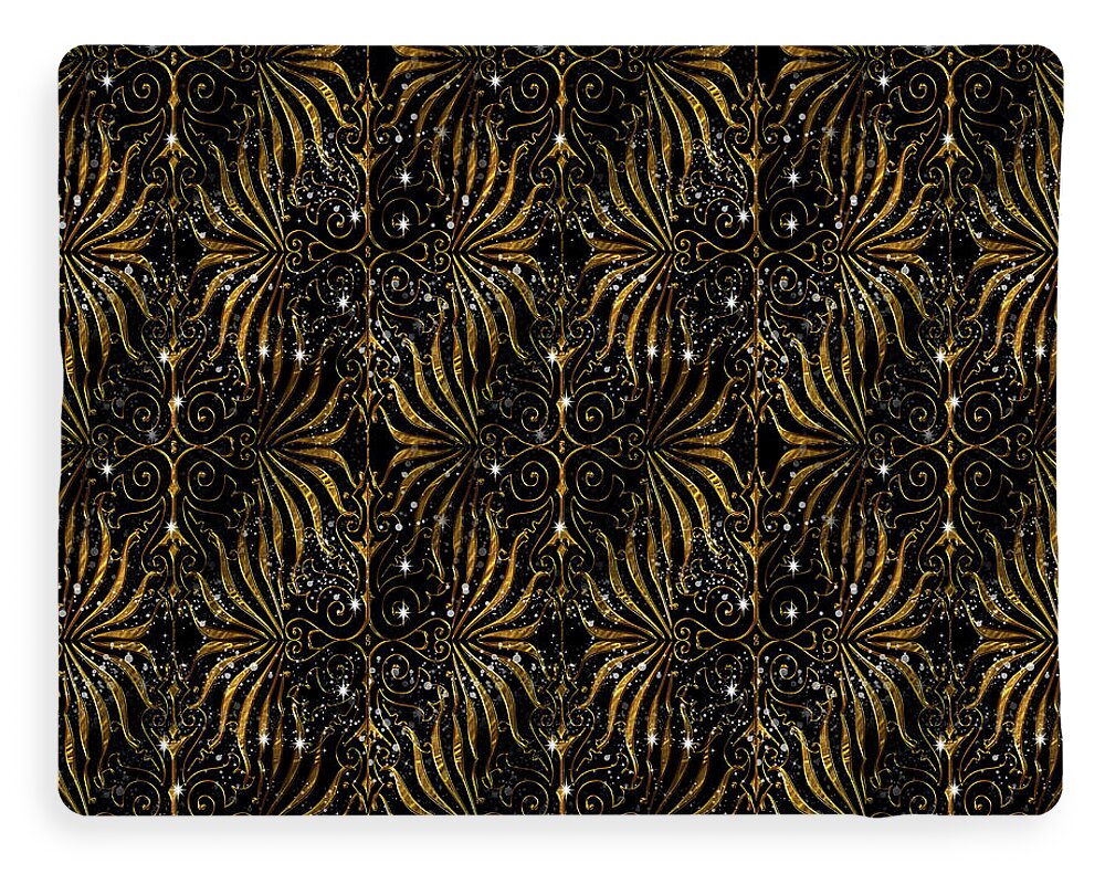 Black and Gold Victorian Sparkle - Blanket