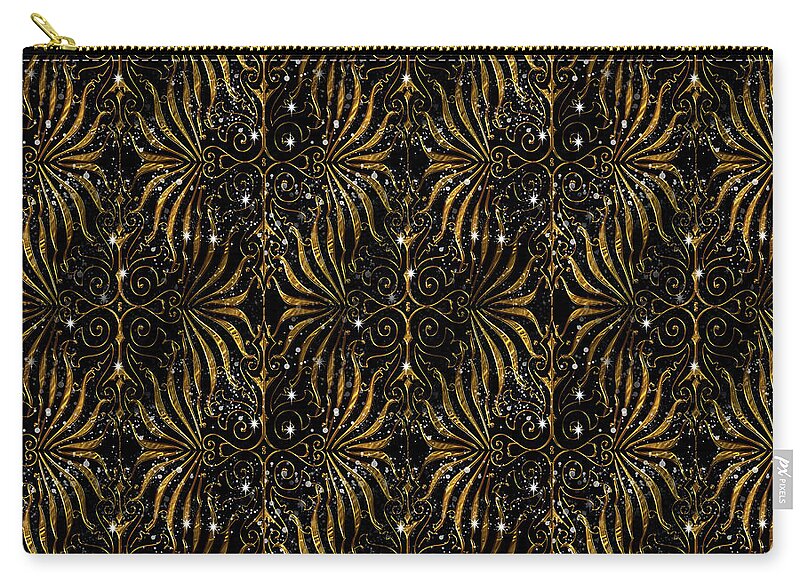 Black and Gold Victorian Sparkle - Zip Pouch