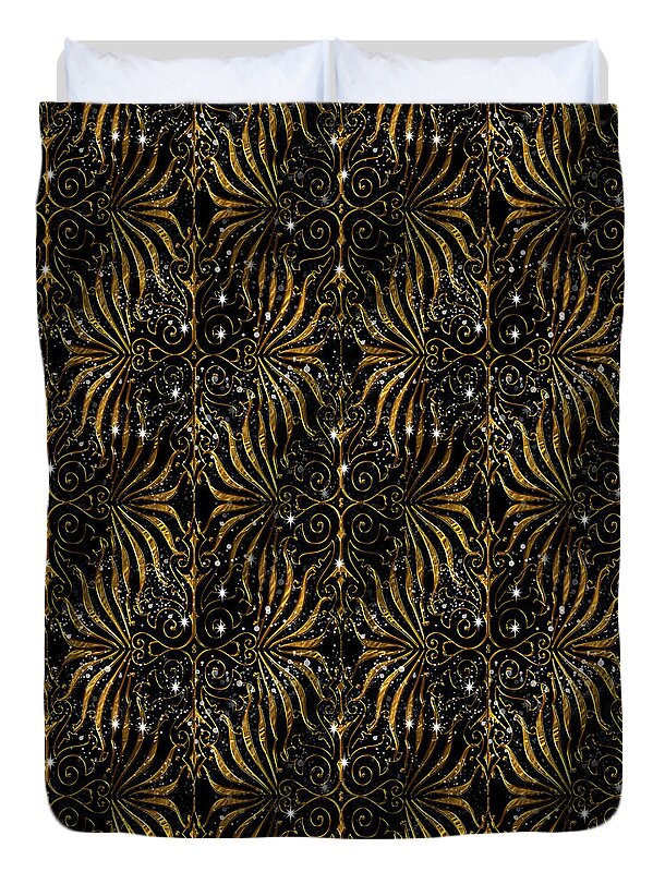 Black and Gold Victorian Sparkle - Duvet Cover