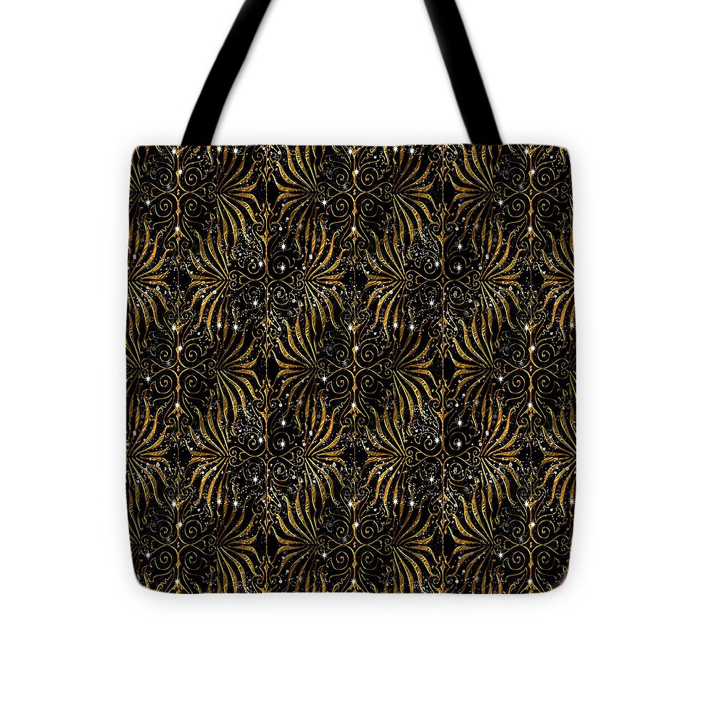 Black and Gold Victorian Sparkle - Tote Bag