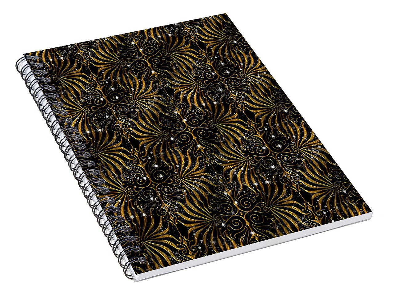 Black and Gold Victorian Sparkle - Spiral Notebook