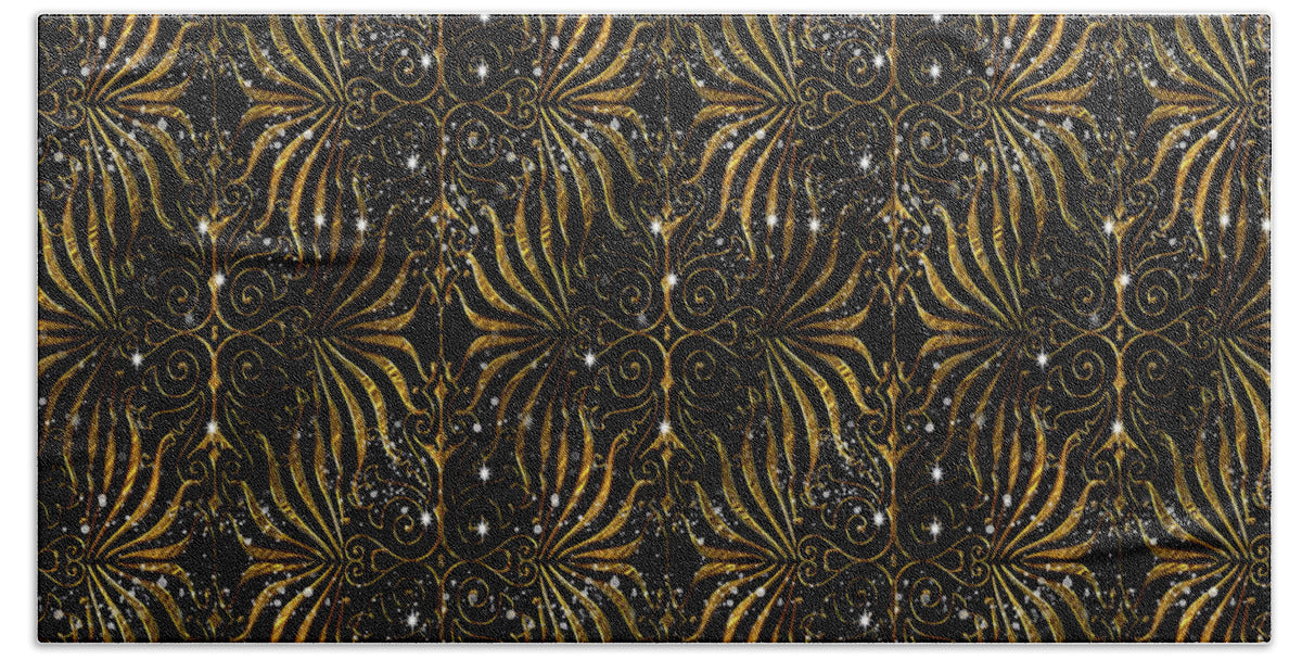 Black and Gold Victorian Sparkle - Bath Towel