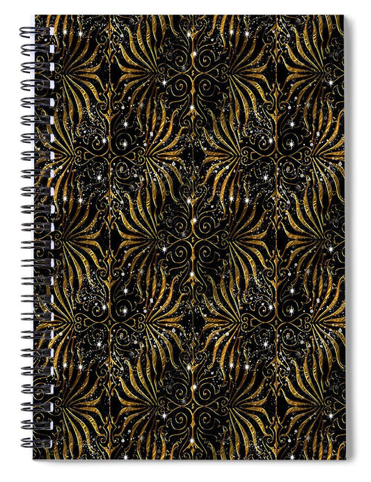 Black and Gold Victorian Sparkle - Spiral Notebook