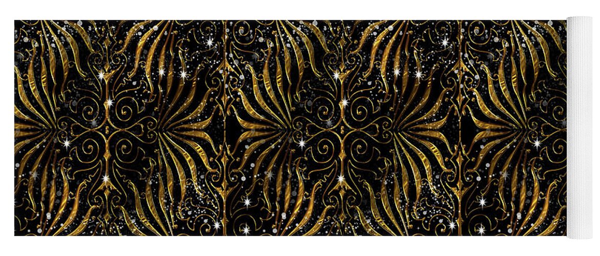 Black and Gold Victorian Sparkle - Yoga Mat