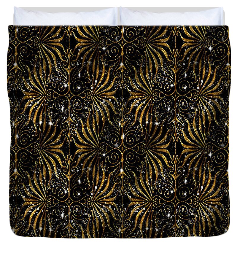 Black and Gold Victorian Sparkle - Duvet Cover