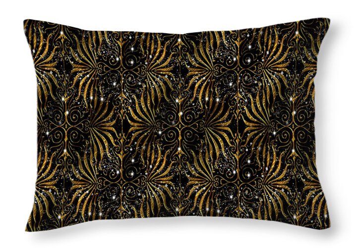 Black and Gold Victorian Sparkle - Throw Pillow