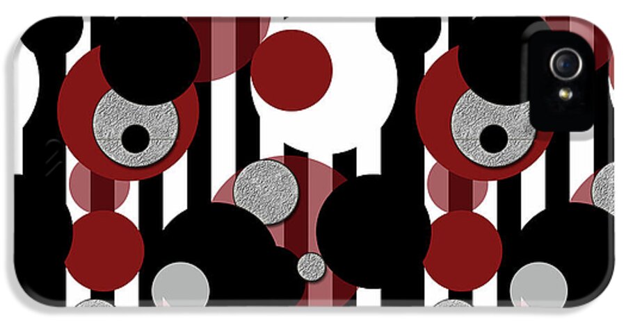 Black and White Stripes Red Dots - Phone Case