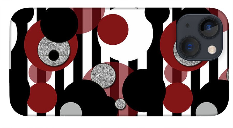 Black and White Stripes Red Dots - Phone Case