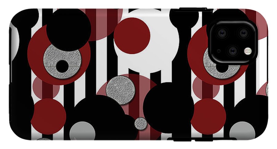 Black and White Stripes Red Dots - Phone Case