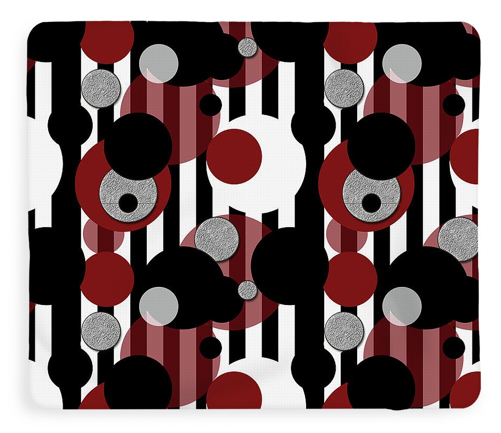 Black and White Stripes Red Dots - Blanket