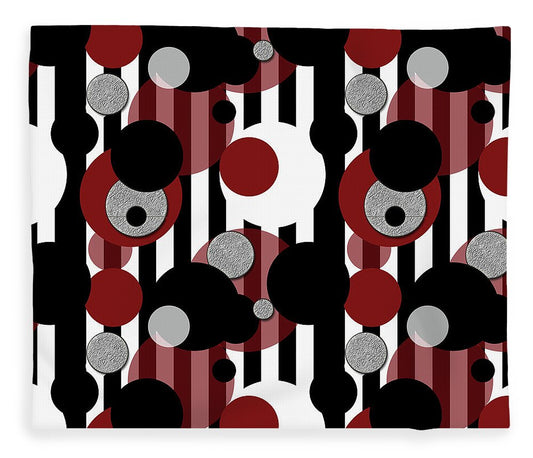 Black and White Stripes Red Dots - Blanket