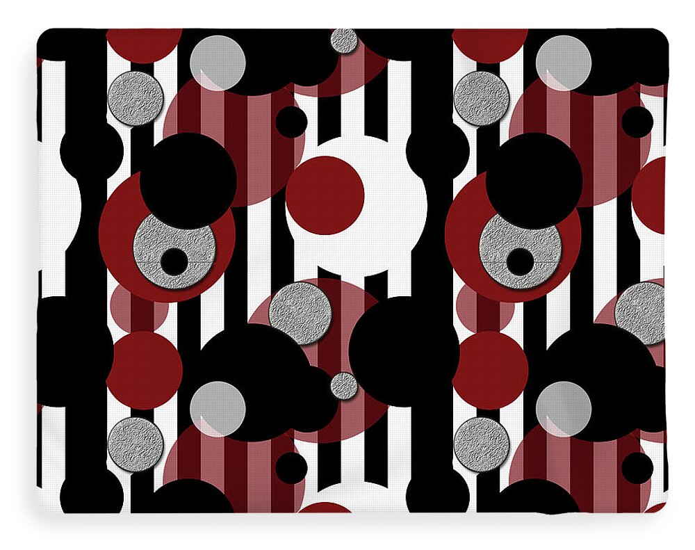 Black and White Stripes Red Dots - Blanket