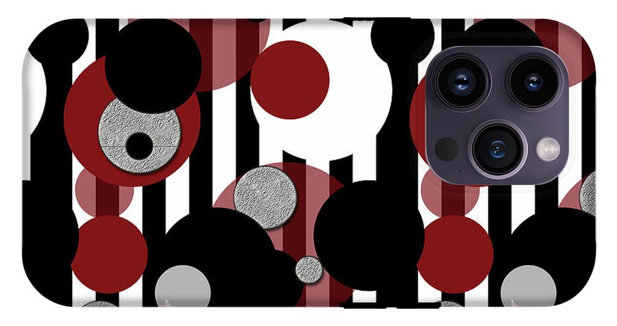 Black and White Stripes Red Dots - Phone Case