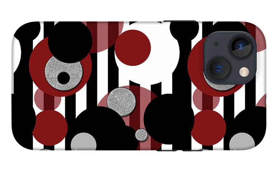 Black and White Stripes Red Dots - Phone Case