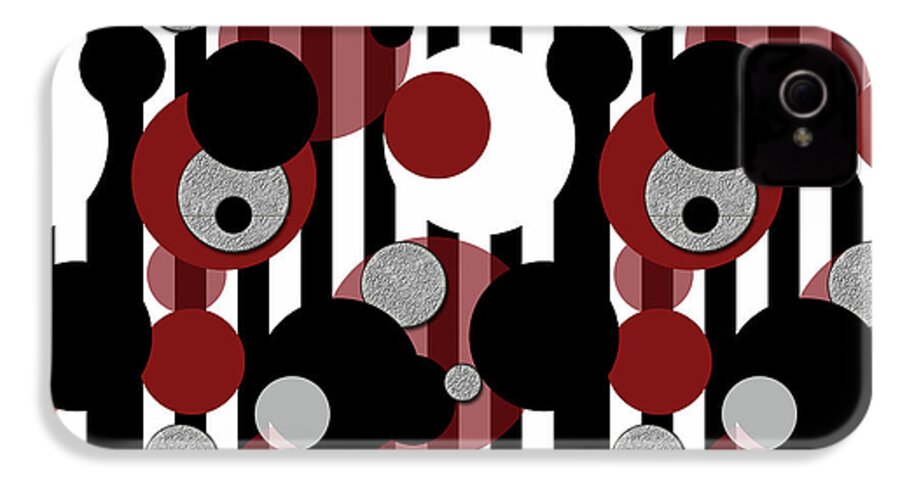 Black and White Stripes Red Dots - Phone Case