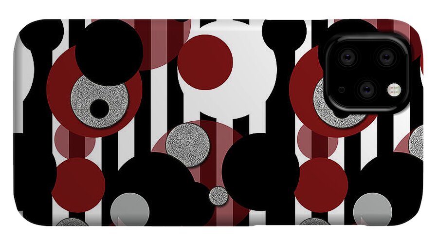 Black and White Stripes Red Dots - Phone Case