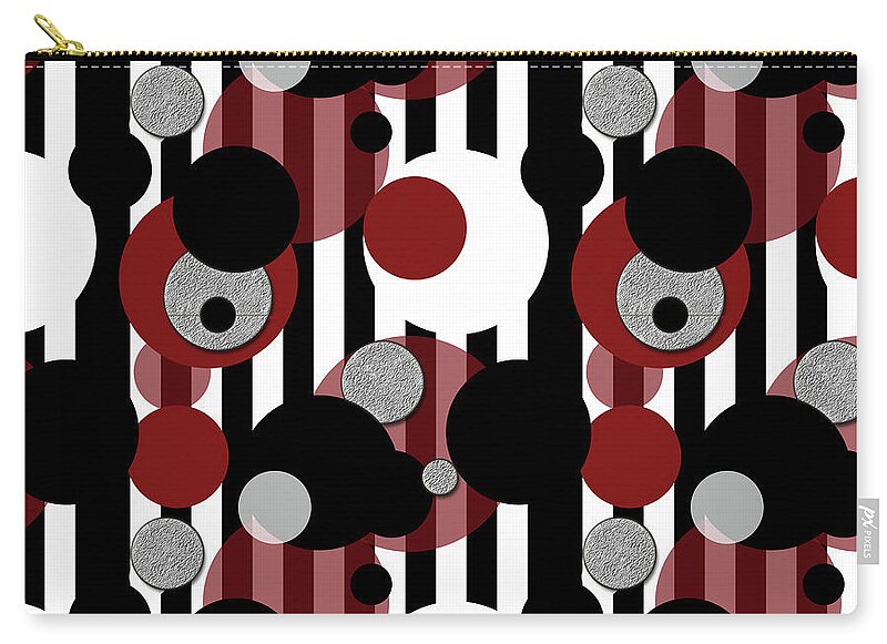 Black and White Stripes Red Dots - Zip Pouch