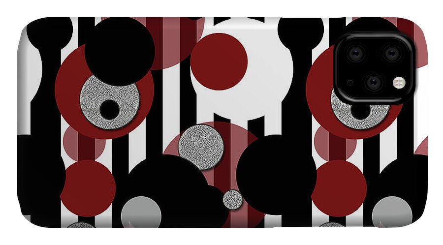 Black and White Stripes Red Dots - Phone Case