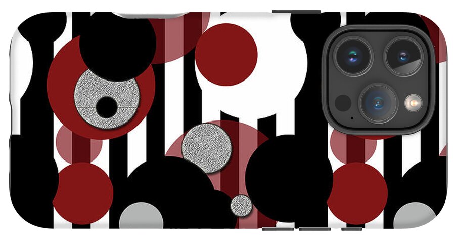 Black and White Stripes Red Dots - Phone Case