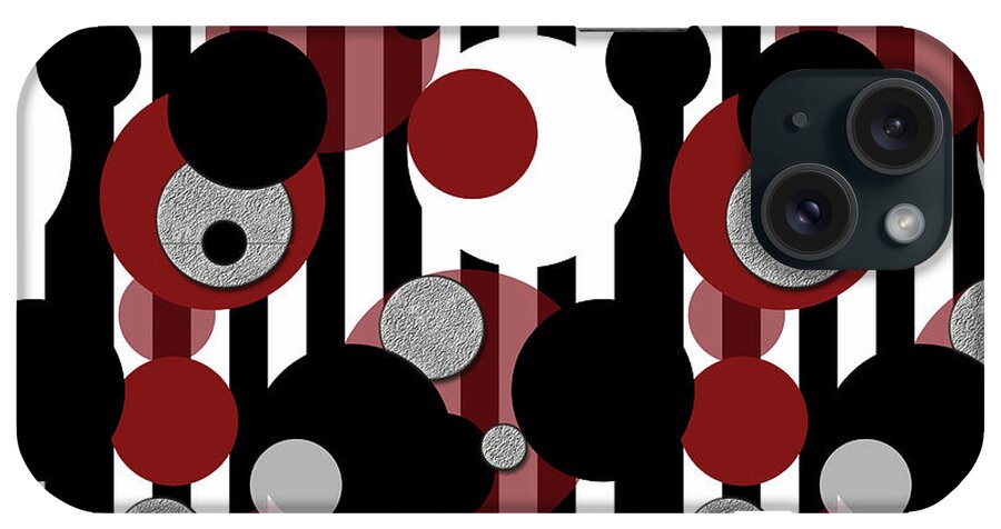 Black and White Stripes Red Dots - Phone Case