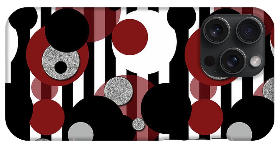 Black and White Stripes Red Dots - Phone Case