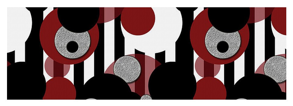 Black and White Stripes Red Dots - Yoga Mat