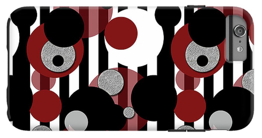 Black and White Stripes Red Dots - Phone Case