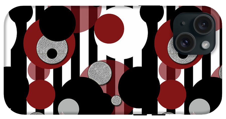 Black and White Stripes Red Dots - Phone Case