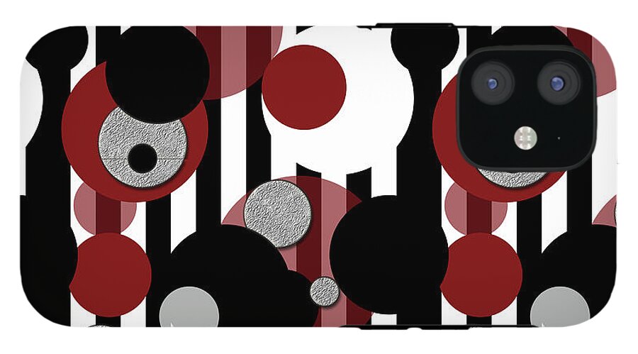 Black and White Stripes Red Dots - Phone Case