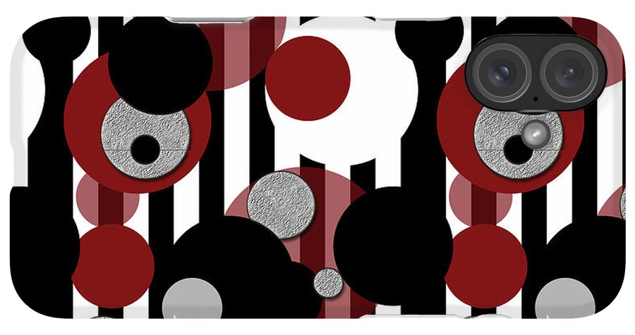 Black and White Stripes Red Dots - Phone Case