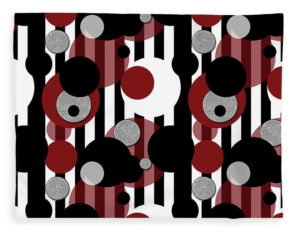 Black and White Stripes Red Dots - Blanket