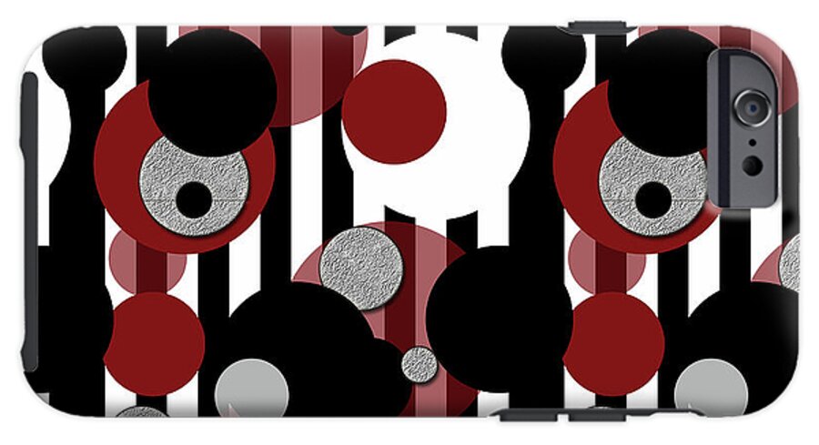 Black and White Stripes Red Dots - Phone Case