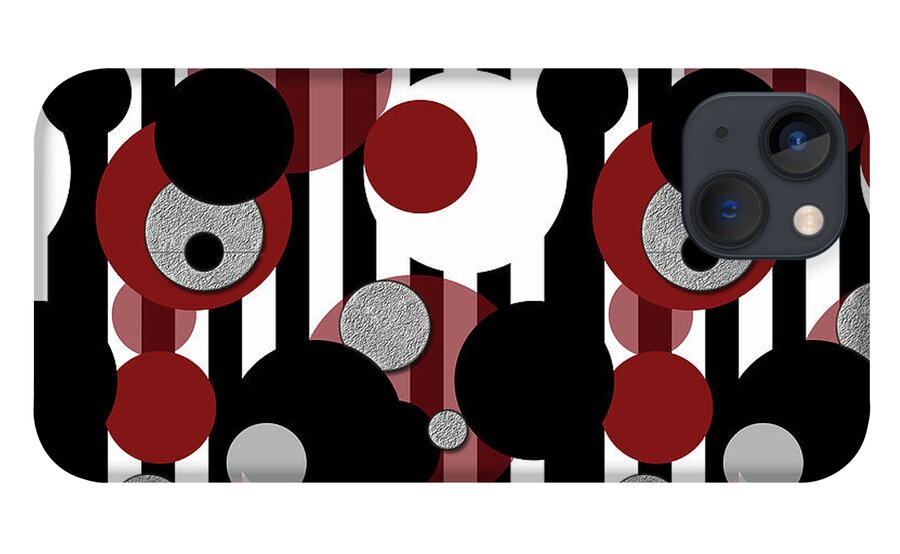 Black and White Stripes Red Dots - Phone Case