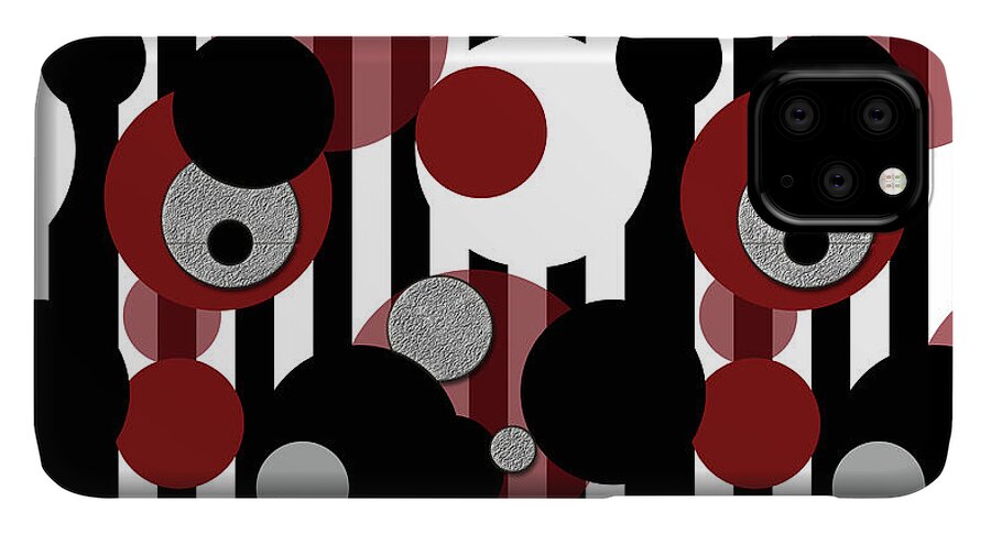 Black and White Stripes Red Dots - Phone Case