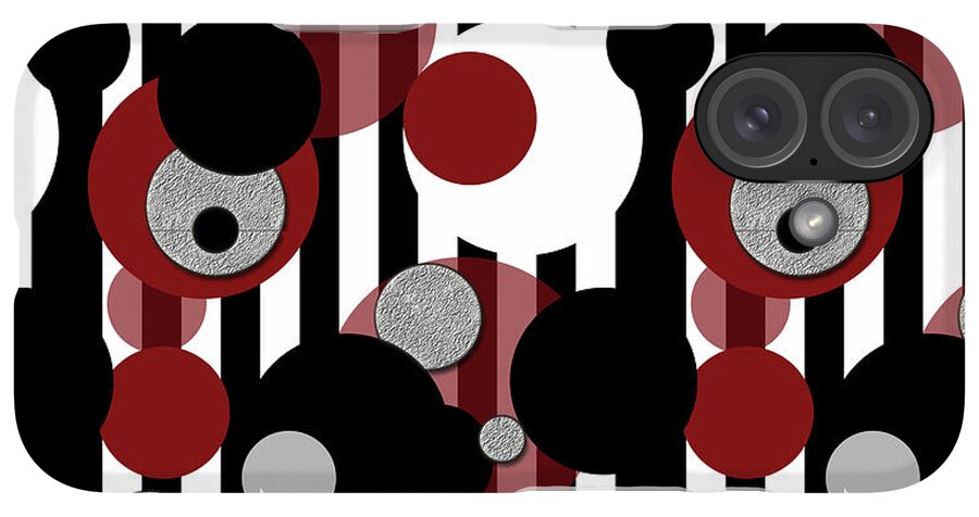 Black and White Stripes Red Dots - Phone Case