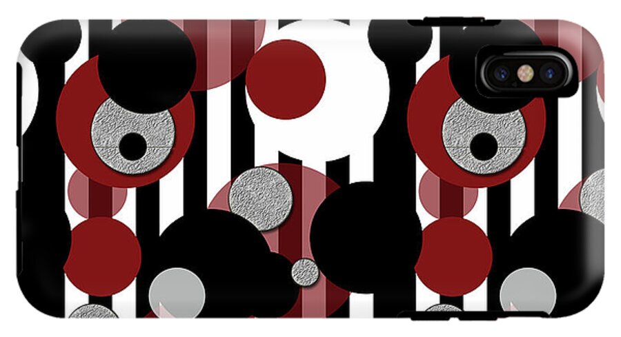 Black and White Stripes Red Dots - Phone Case