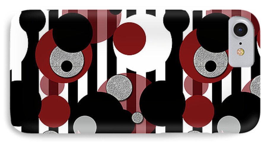 Black and White Stripes Red Dots - Phone Case