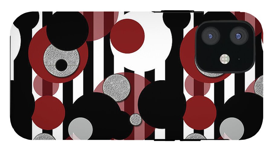 Black and White Stripes Red Dots - Phone Case