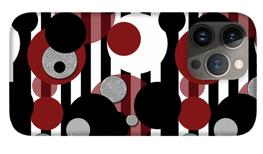 Black and White Stripes Red Dots - Phone Case