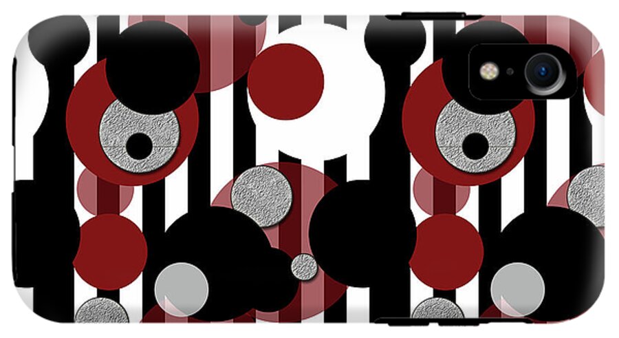 Black and White Stripes Red Dots - Phone Case