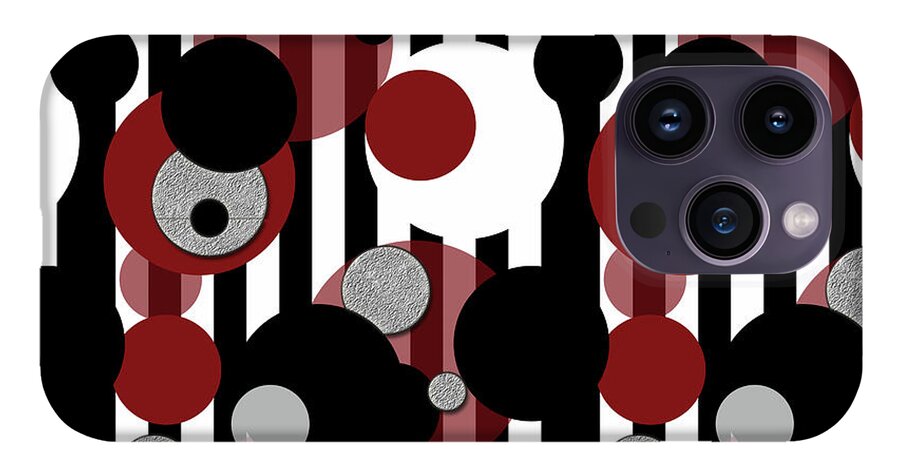 Black and White Stripes Red Dots - Phone Case