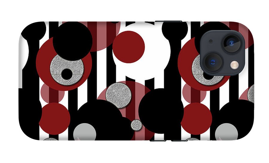 Black and White Stripes Red Dots - Phone Case