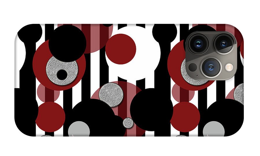 Black and White Stripes Red Dots - Phone Case