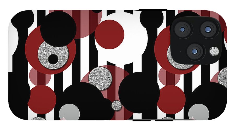 Black and White Stripes Red Dots - Phone Case