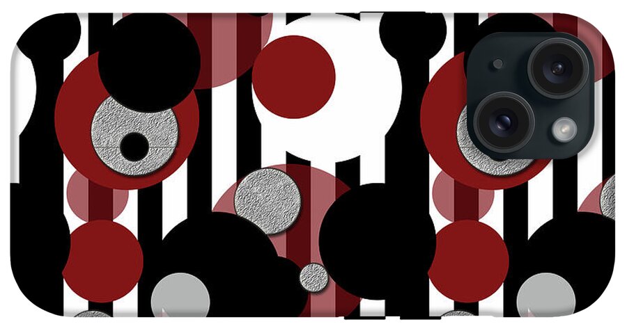 Black and White Stripes Red Dots - Phone Case