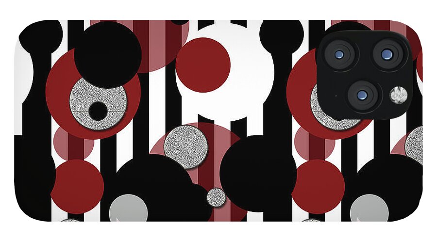 Black and White Stripes Red Dots - Phone Case