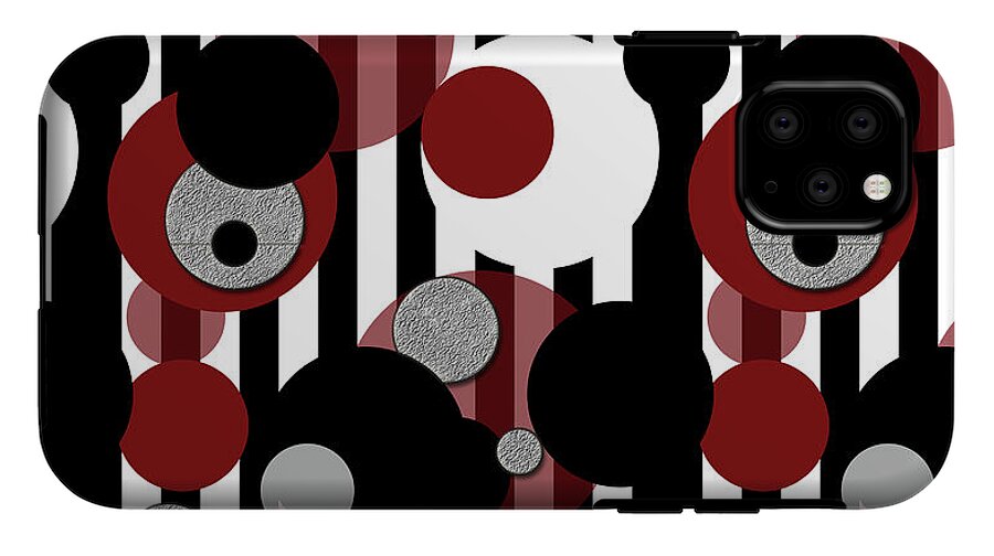 Black and White Stripes Red Dots - Phone Case