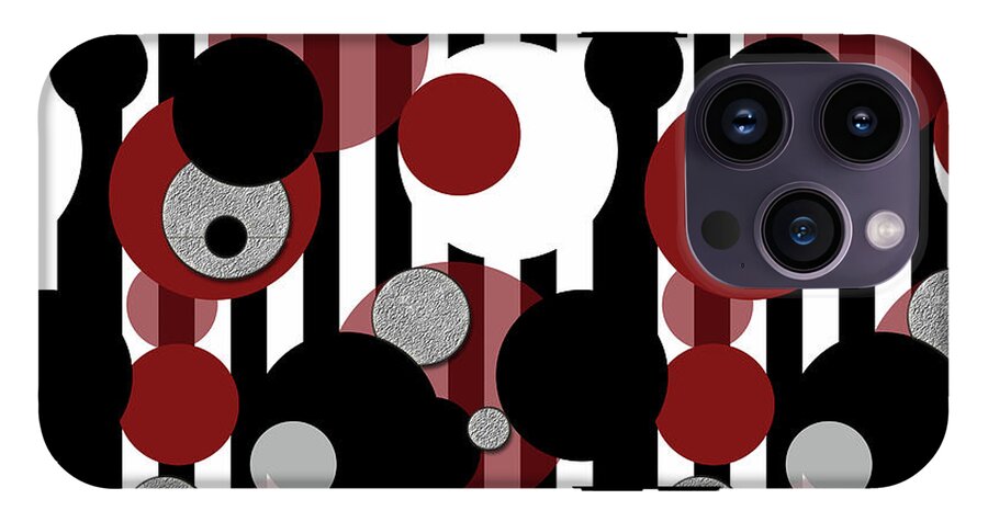 Black and White Stripes Red Dots - Phone Case