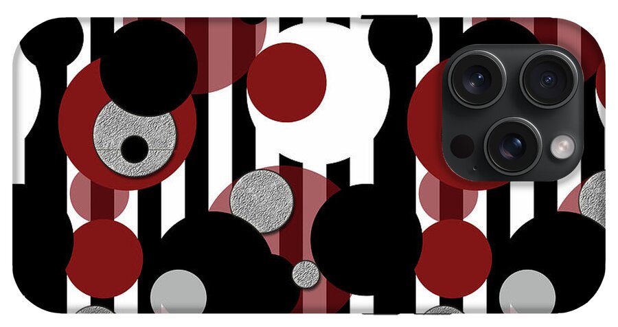 Black and White Stripes Red Dots - Phone Case