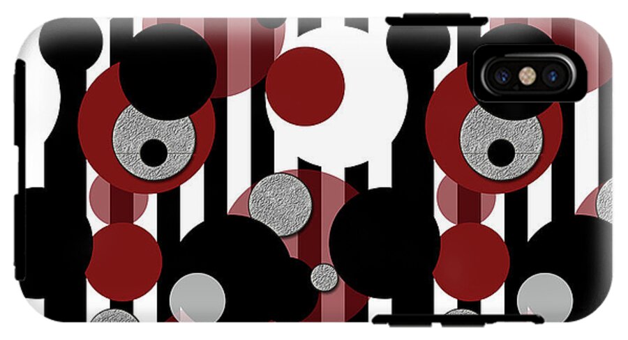 Black and White Stripes Red Dots - Phone Case